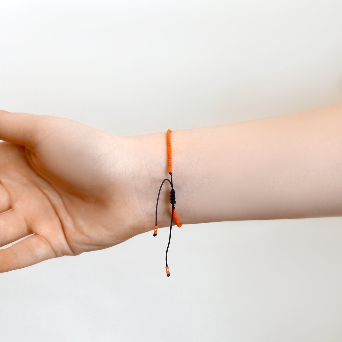 Orange String Bracelet with 14K Solid Gold Balls