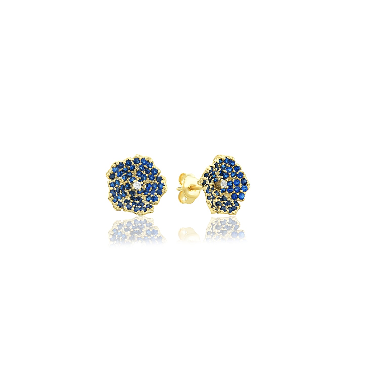 Enchanting Zircon Flower Earrings - Botanical Studs with Gold Plating
