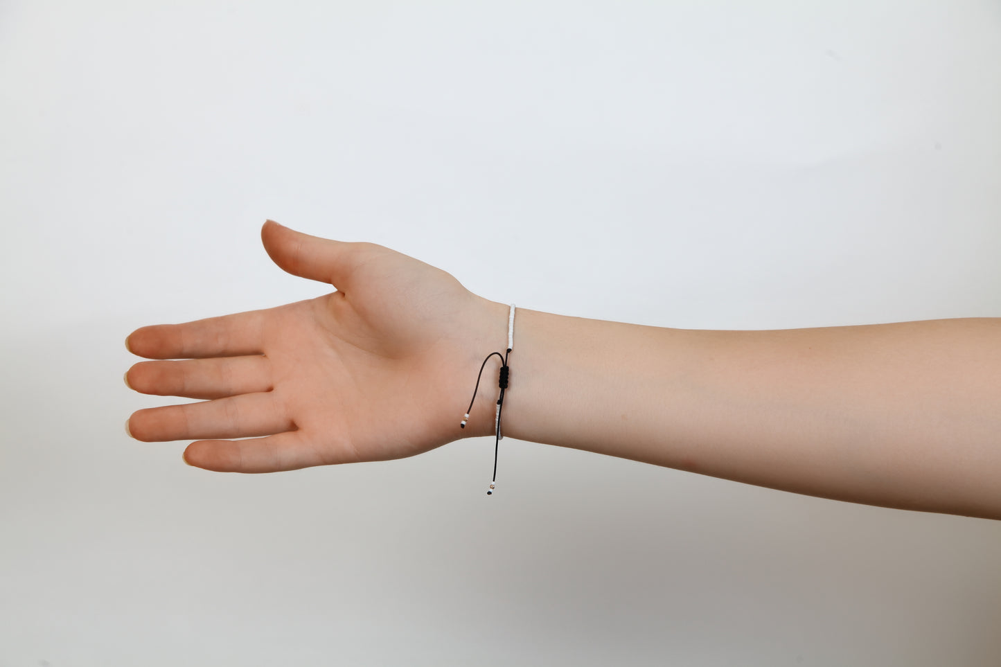 White String Bracelet with 14K Solid Gold Balls