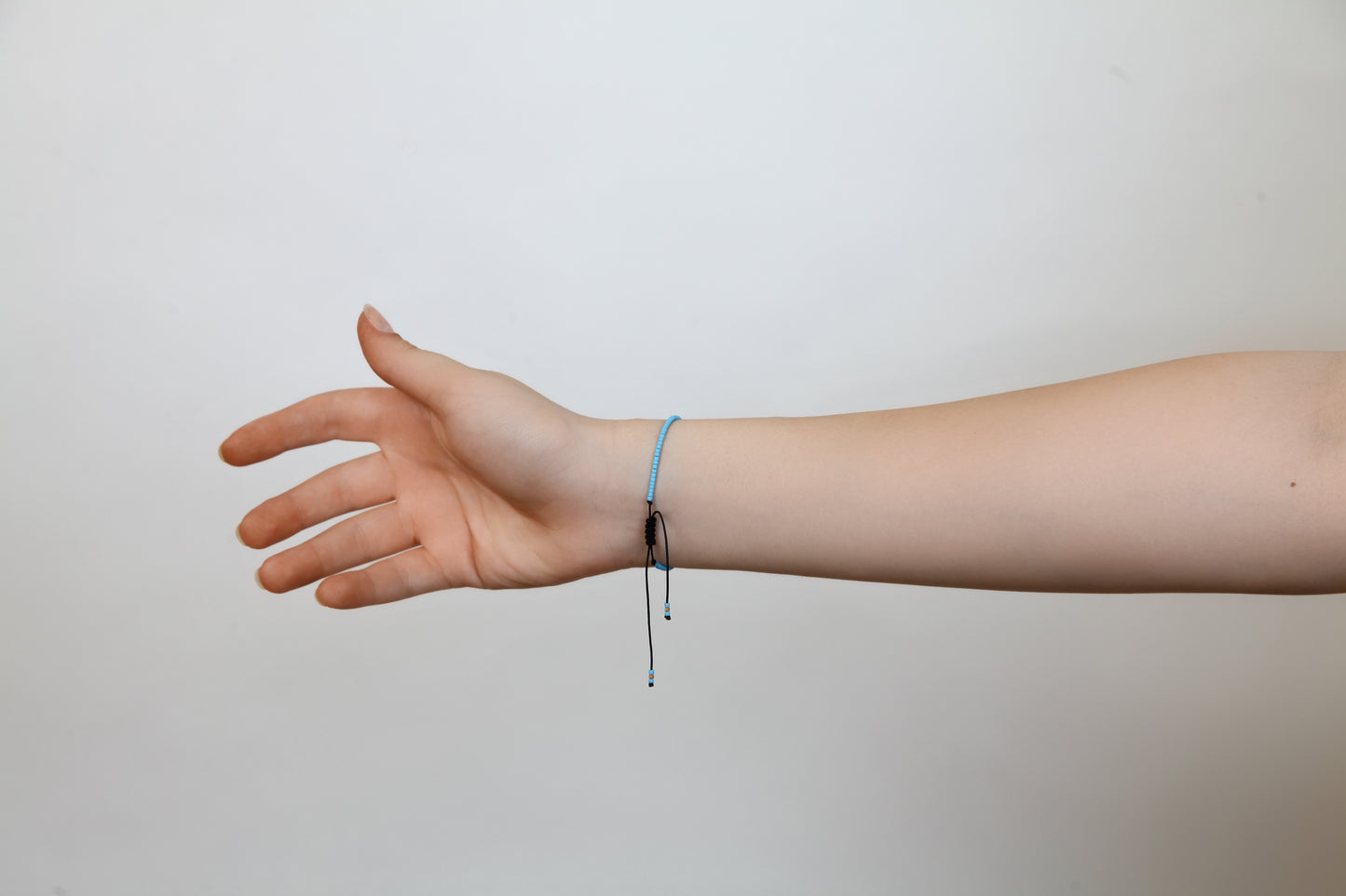 Light Blue String Bracelet with 14K Solid Gold Balls