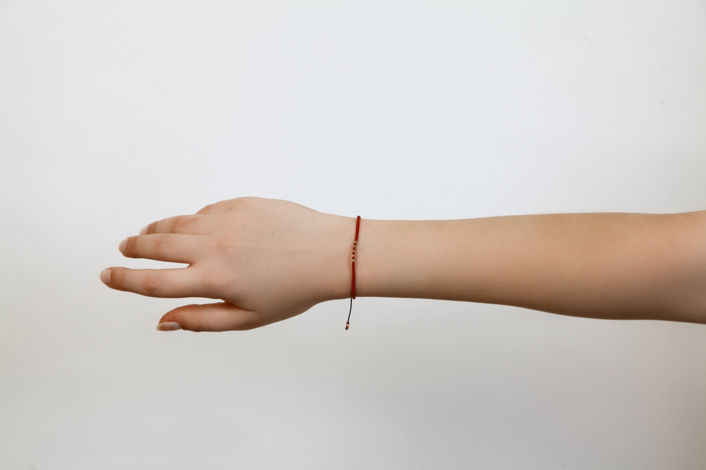 Red String Bracelet with 14K Solid Gold Balls