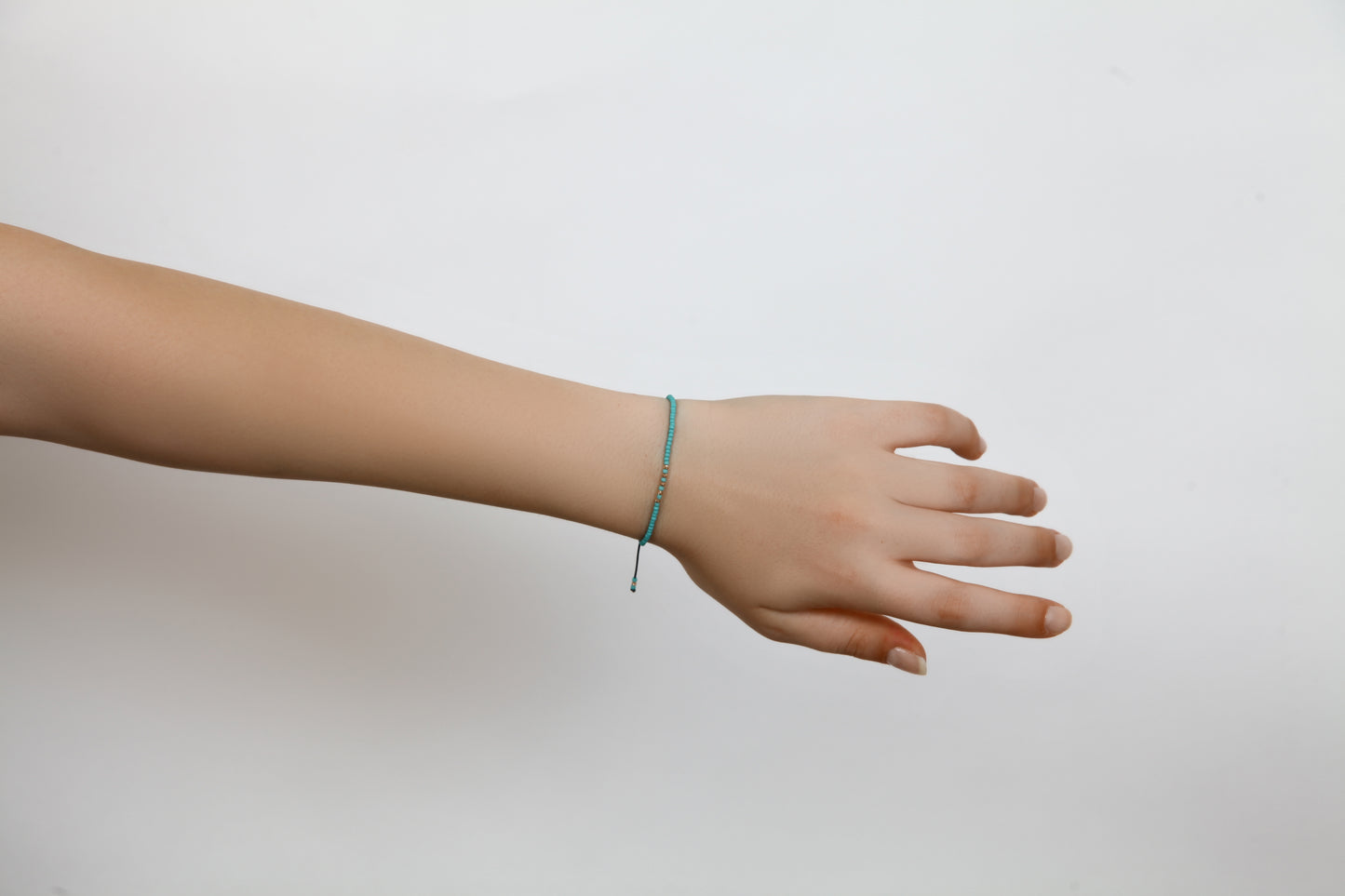 Turquoise color String Bracelet with 14K Solid Gold Balls