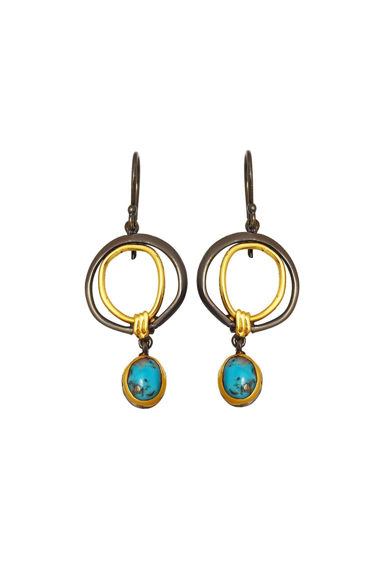 Turquoise Boho Style Silver Earrings
