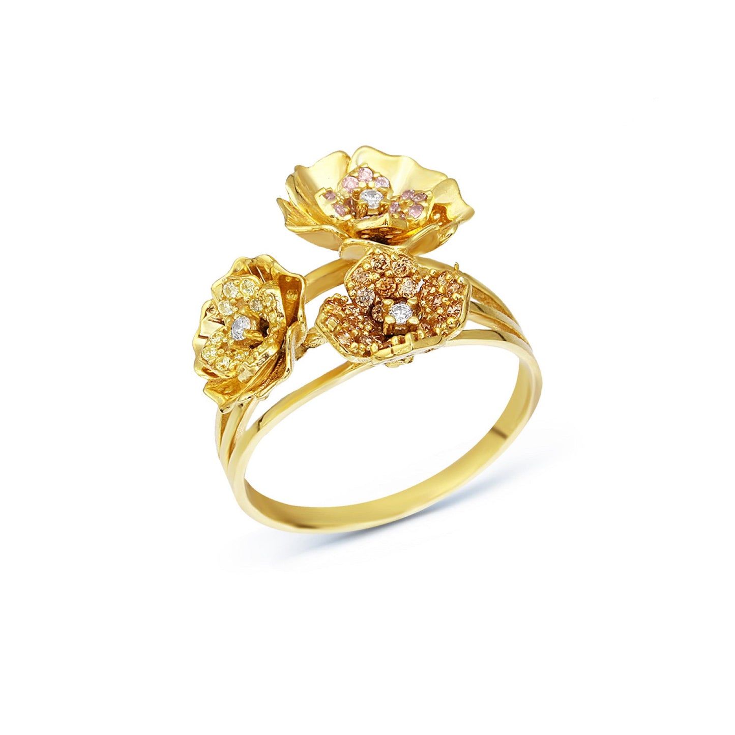 Floral Gold-plated Silver Ring