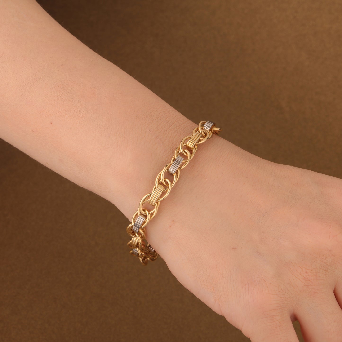 Elegant Two Tone Hollow Bracelet