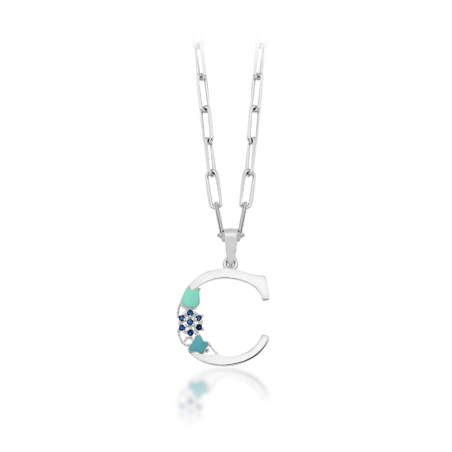 Floral "C" Letter Necklace