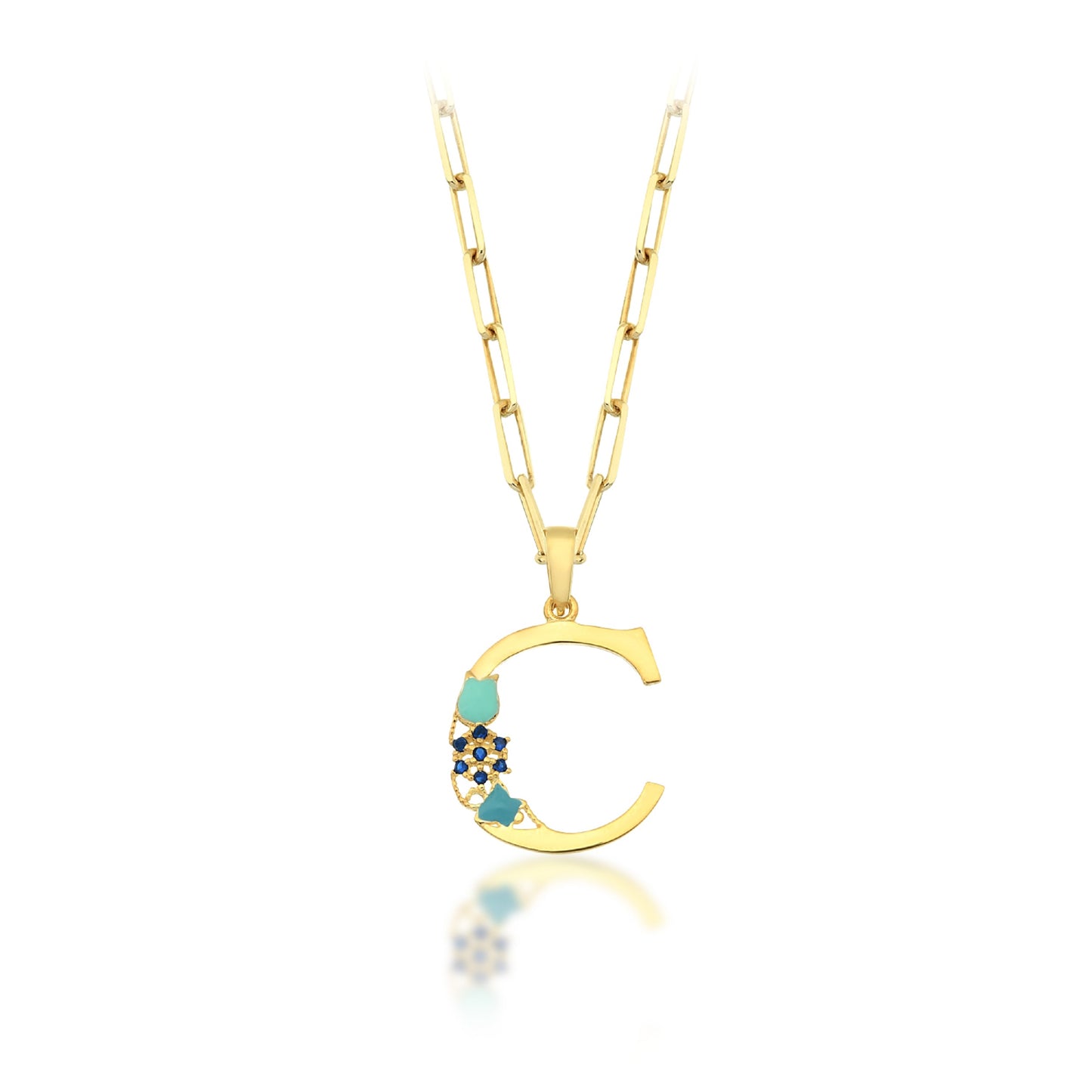 Floral "C" Letter Necklace