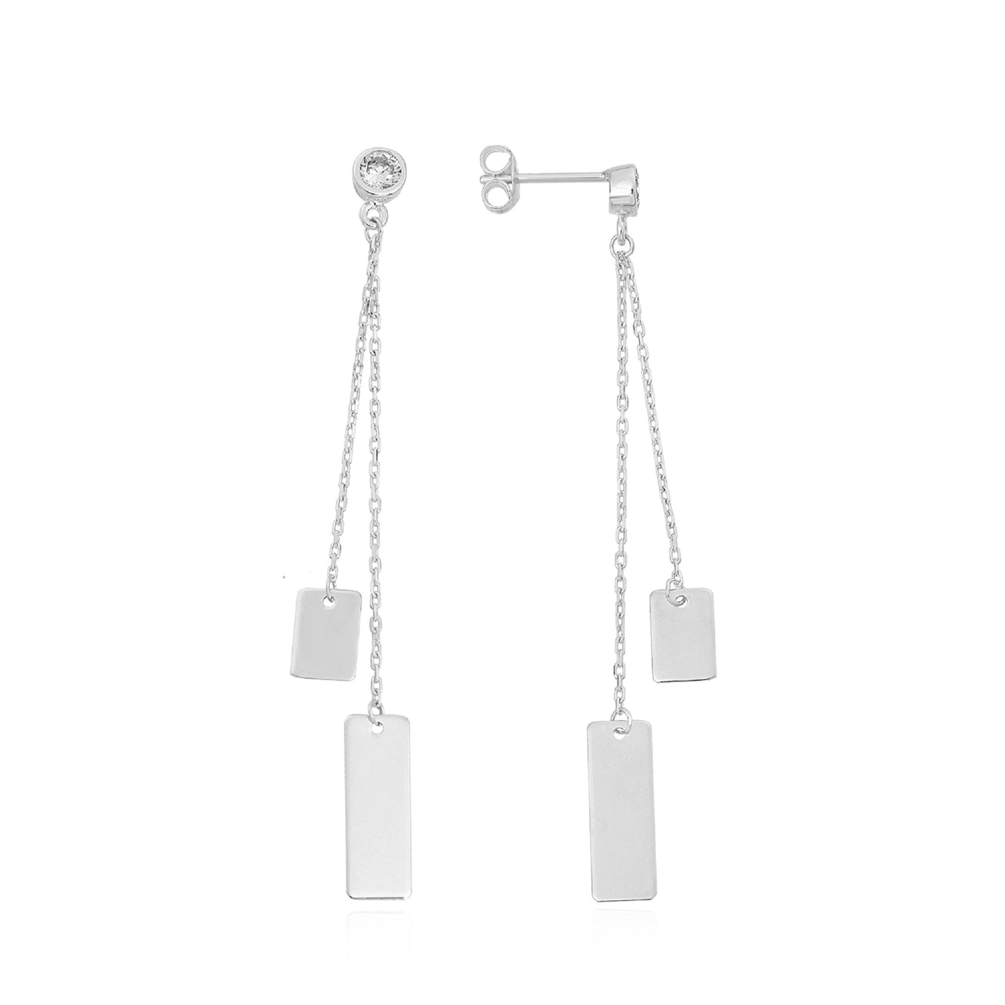 Silver Bar Rectangle Jewelry Set