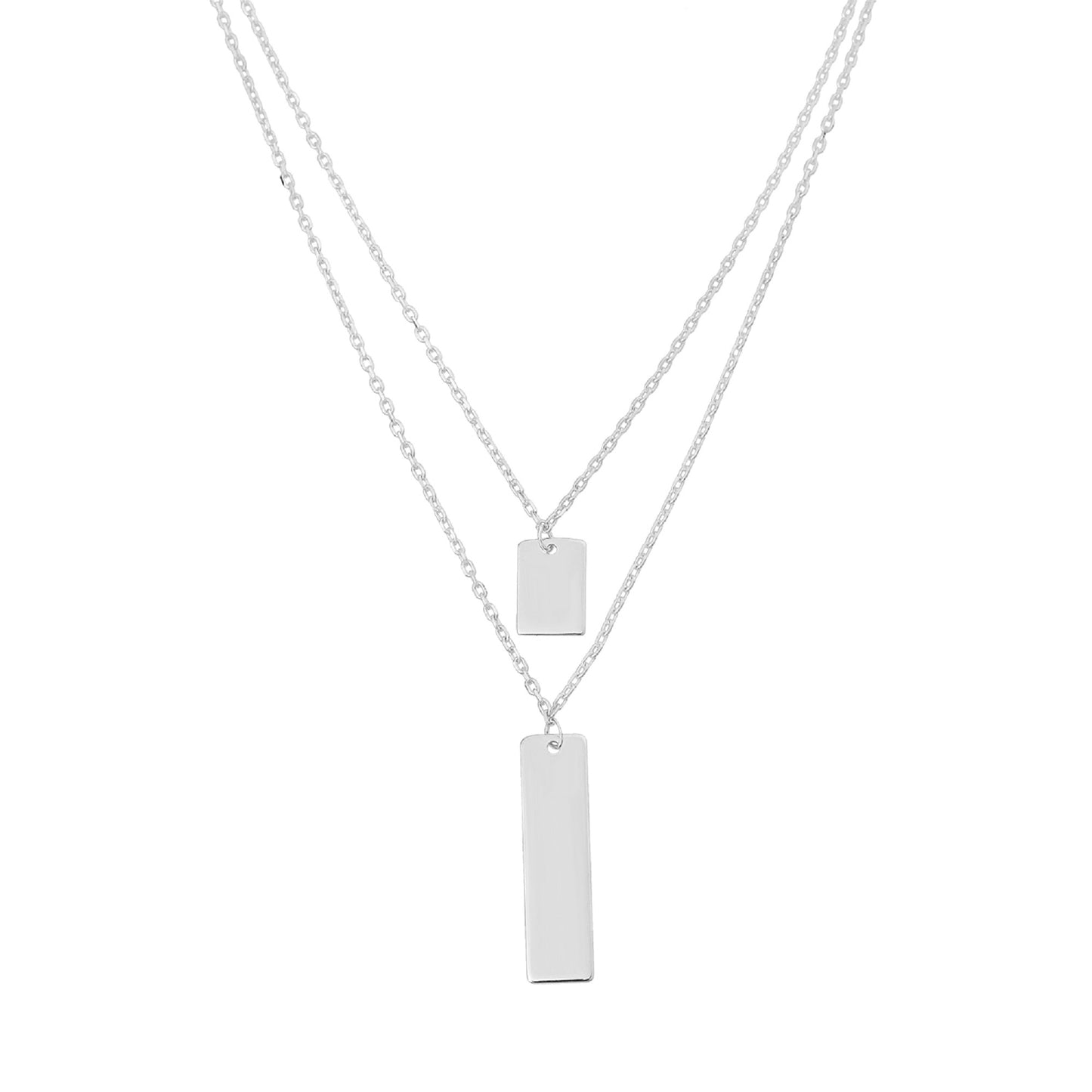 Silver Bar Rectangle Jewelry Set