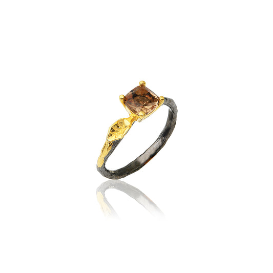 Nature Inspired Zultanite Ring with Leaf
