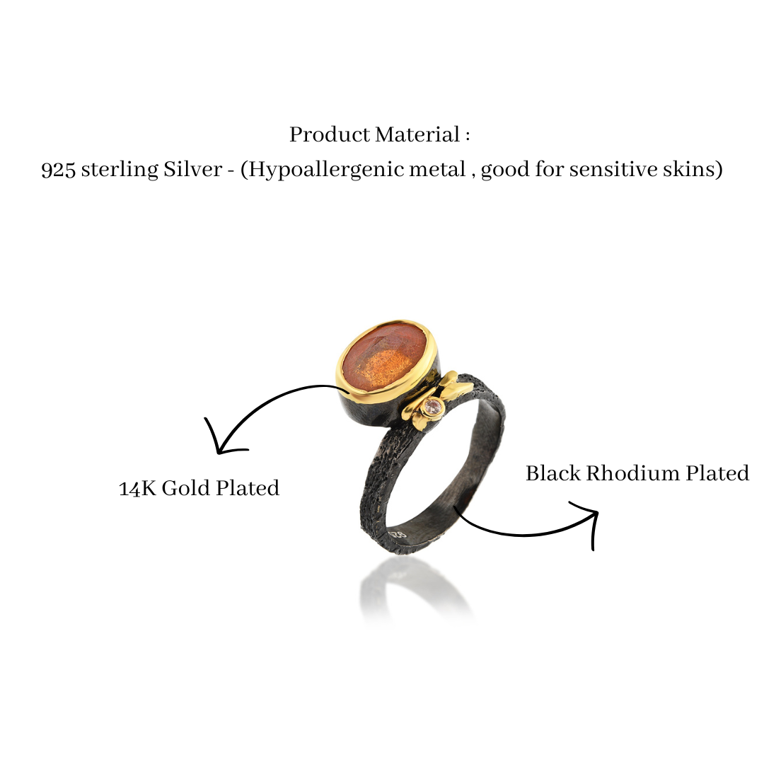 Yellow Sapphire Ring with Zircon Stone