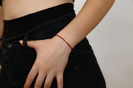 Red String Bracelet with 14K Solid Gold Balls