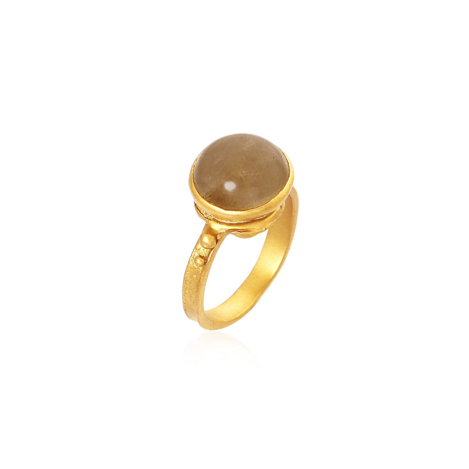 Gold-Plated Rutile Quartz Ring