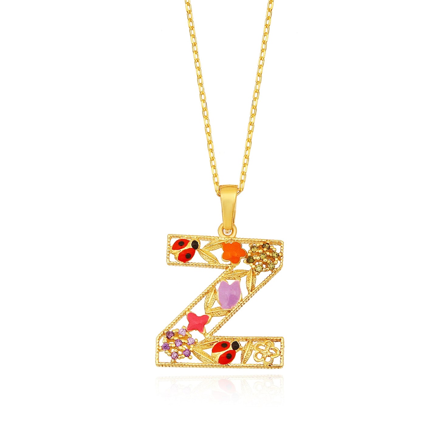 Z letter necklace with flowers