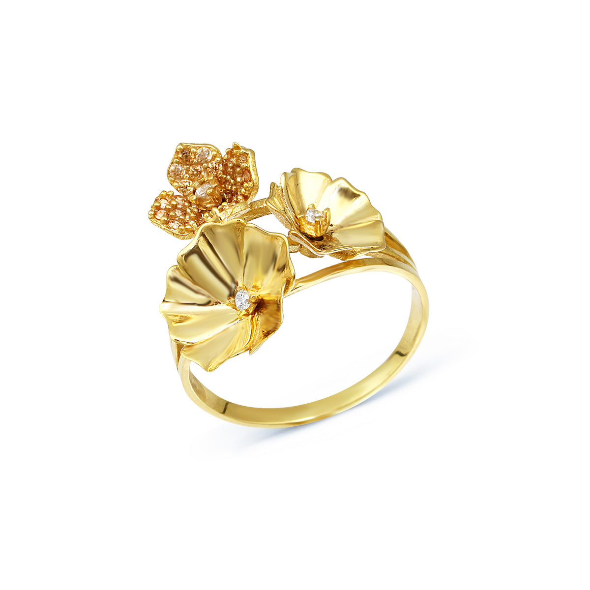 Floral Gold-plated Silver Ring