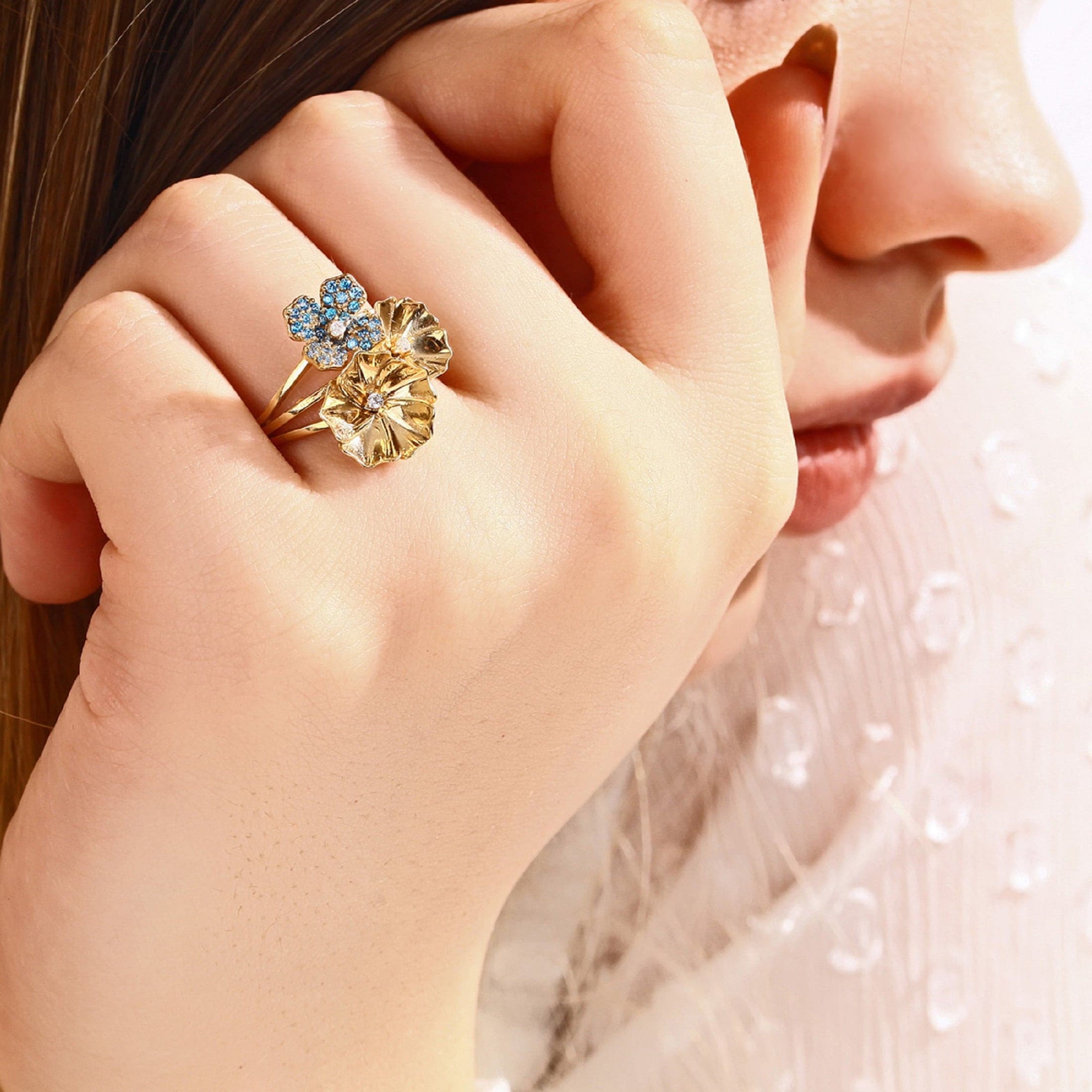 Floral Gold-plated Silver Ring
