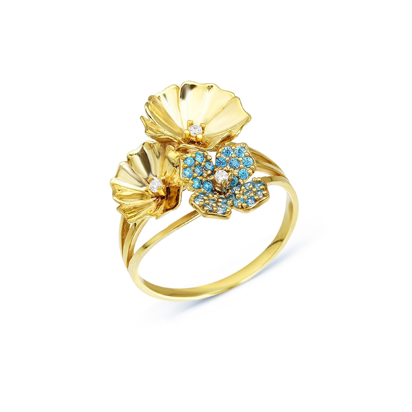 Floral Gold-plated Silver Ring