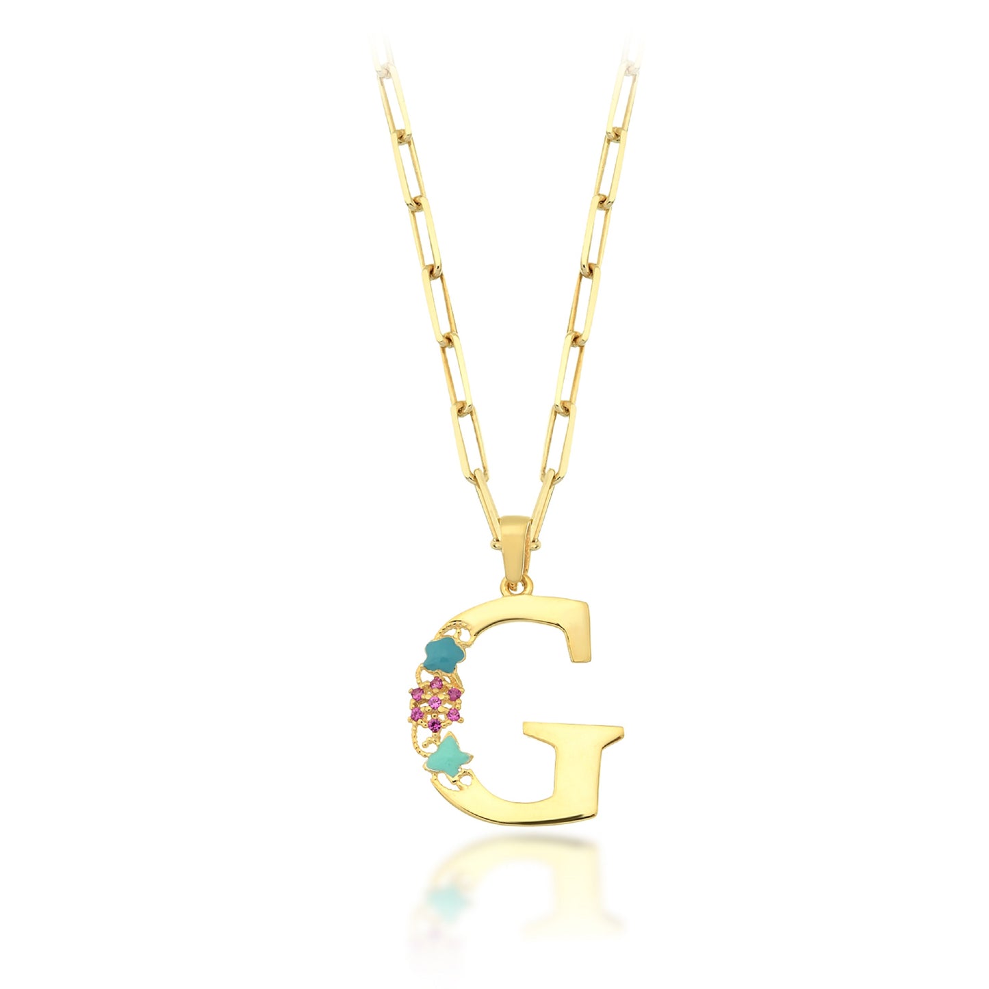 Floral "G" Letter Necklace