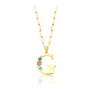 Floral "G" Letter Necklace
