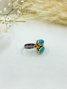 Turquoise with Root Ruby Ring