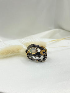 Sapphire & Opal Silver Ring