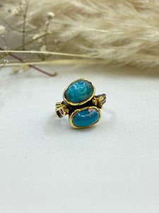 Turquoise with Root Ruby Ring