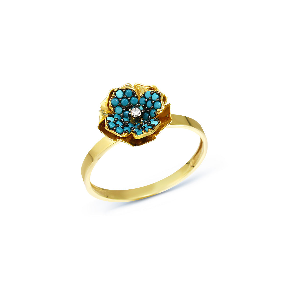 Blue Turquoise Flower Ring