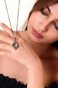 Emerald and labradorite silver necklace