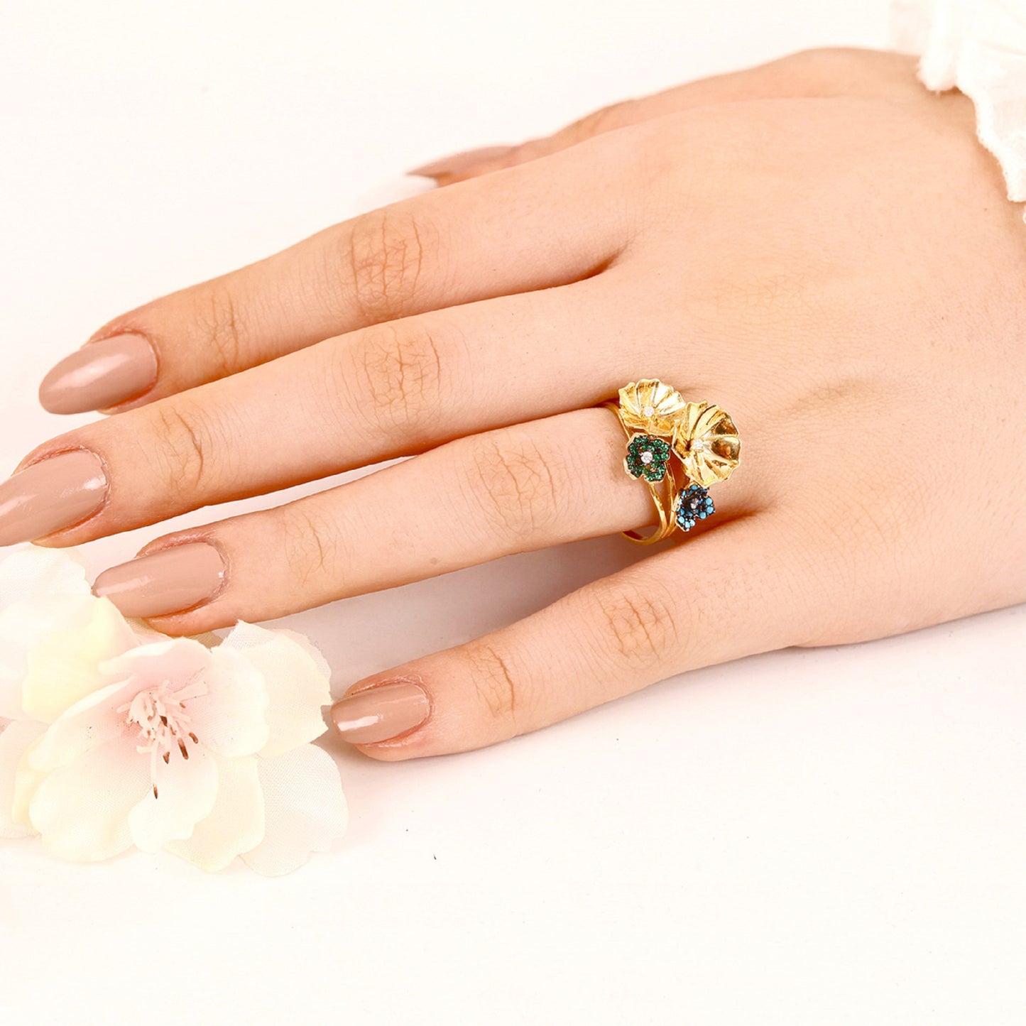 Floral gold plated Ring