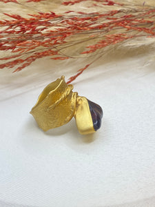 14k Gold-Plated Amber Ring