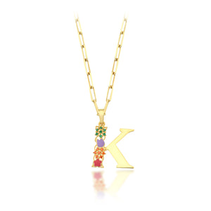 Floral "K" Letter Necklace