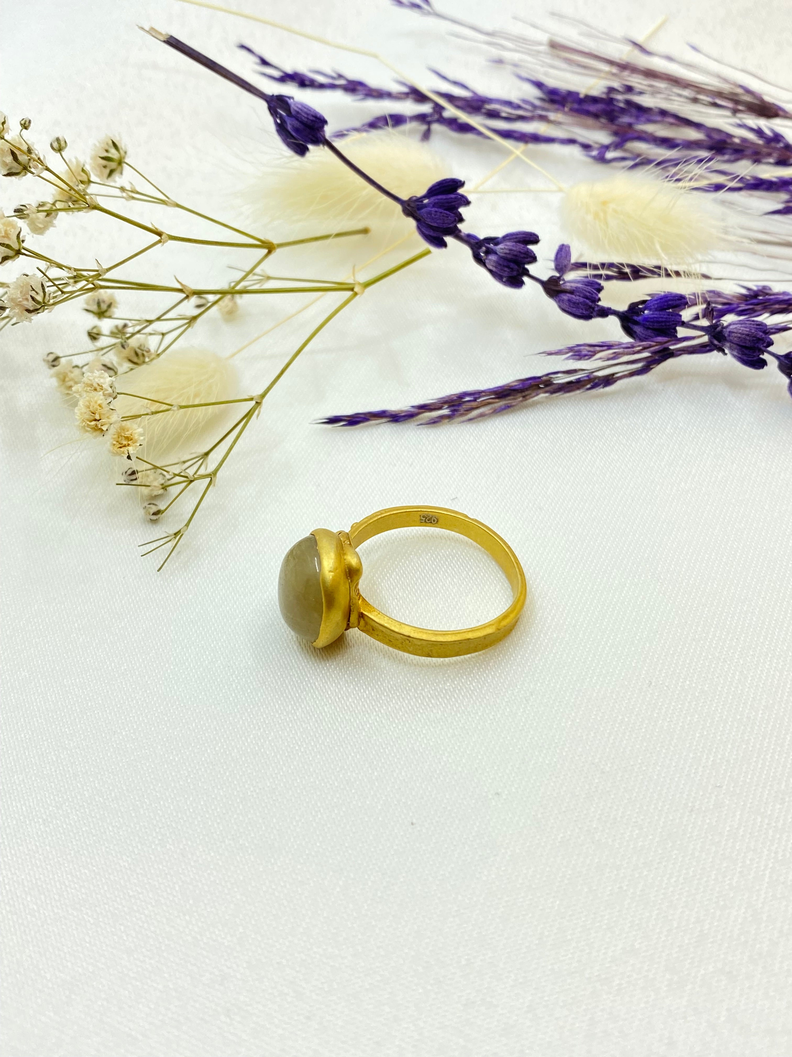Gold-Plated Rutile Quartz Ring